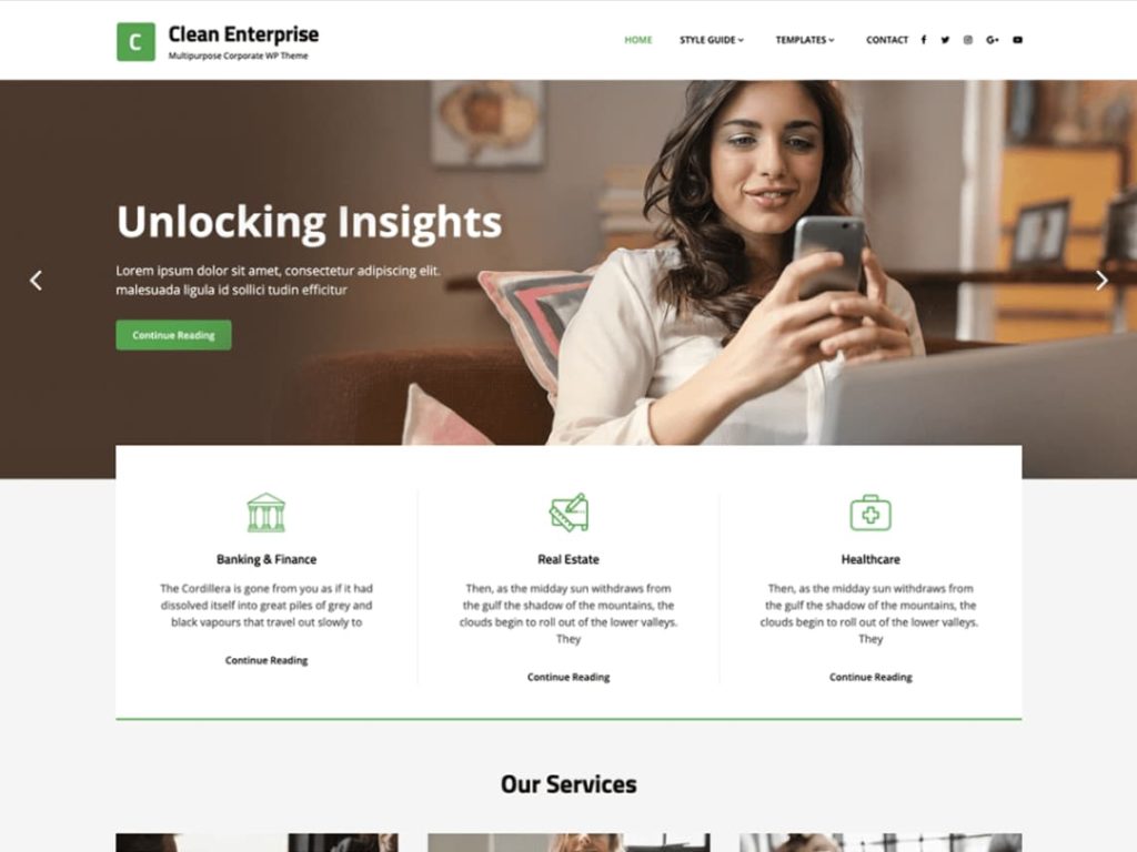 Clean Enterprise best free WordPress themes for business