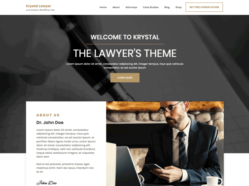 Krystal Lawyer- best free WordPress themes for business