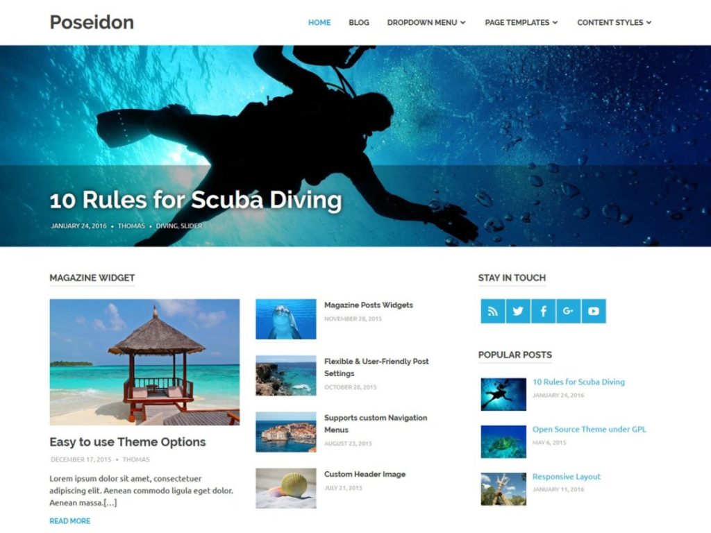 Poseidon Free WordPress Blog theme