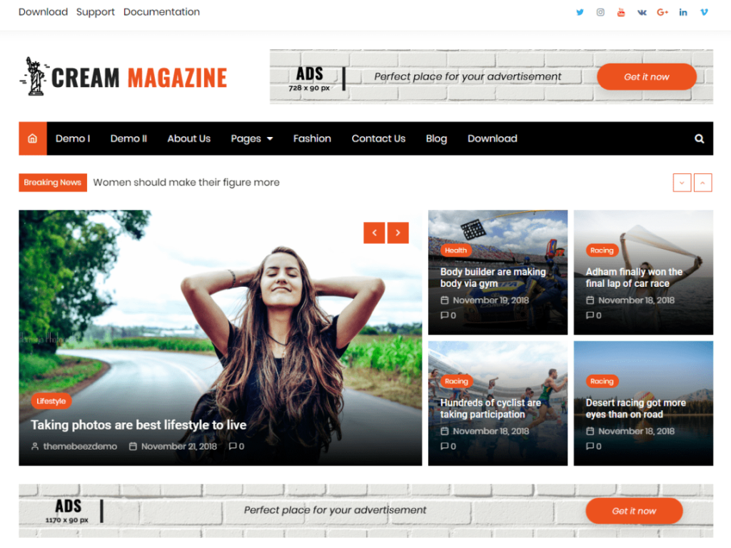 Cream Magzine Free WordPress Theme