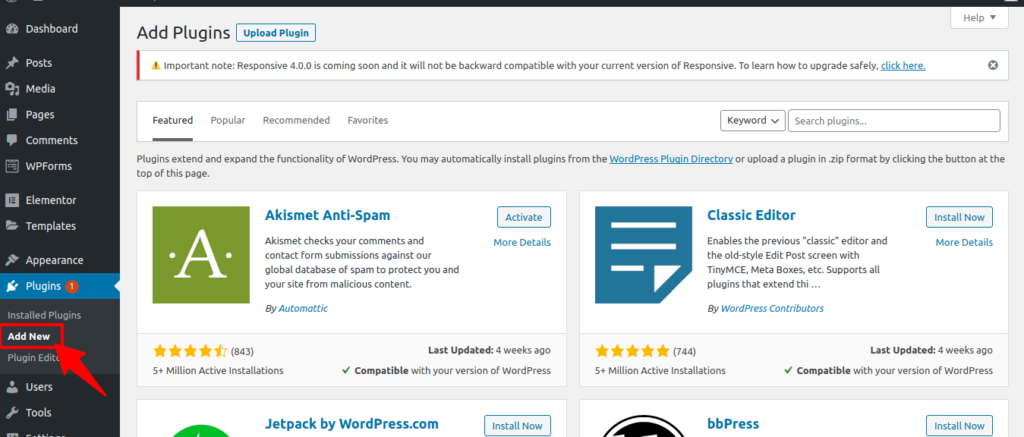 Wordpress: Add Plugins screenshot