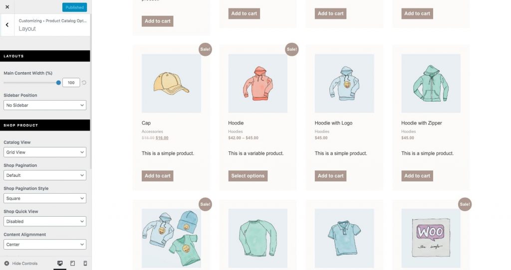 Choose WooCommerce product catalog layout