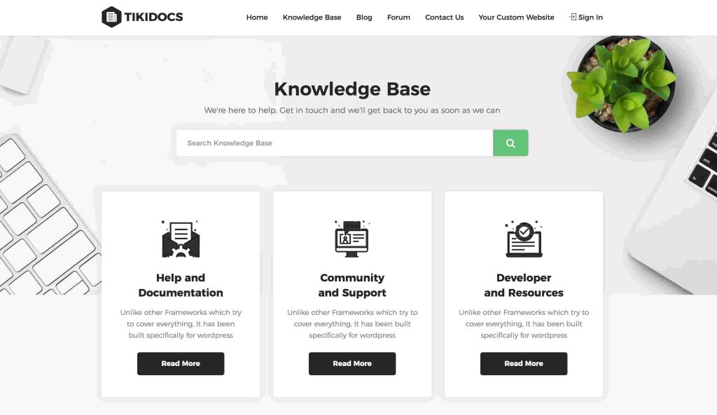 Tikidocs - Documentation WordPress theme