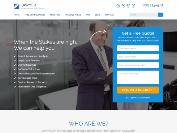 Lawyer landing page- Best free landing page theme