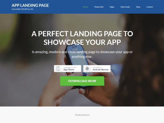 App landing page- WordPress theme