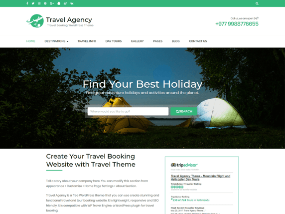 Travel Agency- WordPress theme
