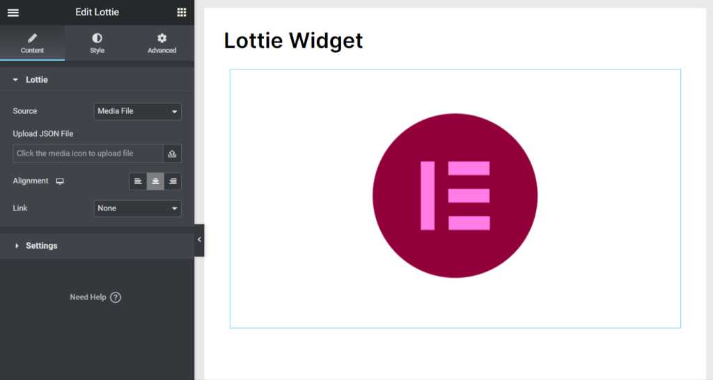 Lottie widget