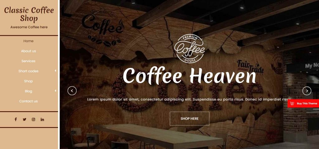Classic Coffee Shop WordPress theme