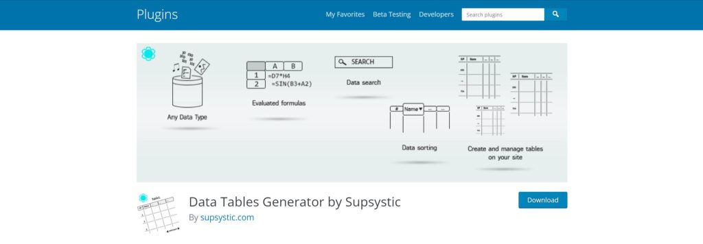Data Tables Generator by Supsystic – WordPress plugin