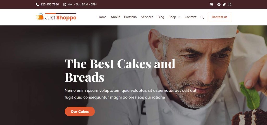 Justshoppe – Elementor Cake, Bakery & Food WordPress