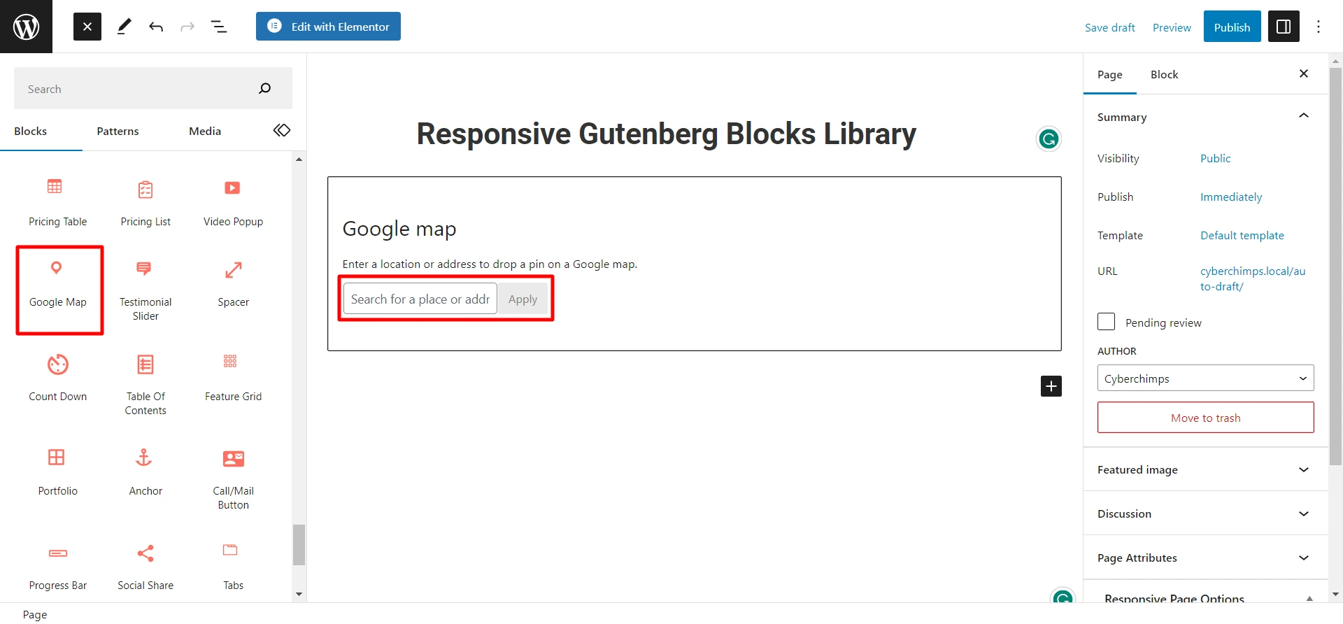 RBEA Google Map Block- Configuration