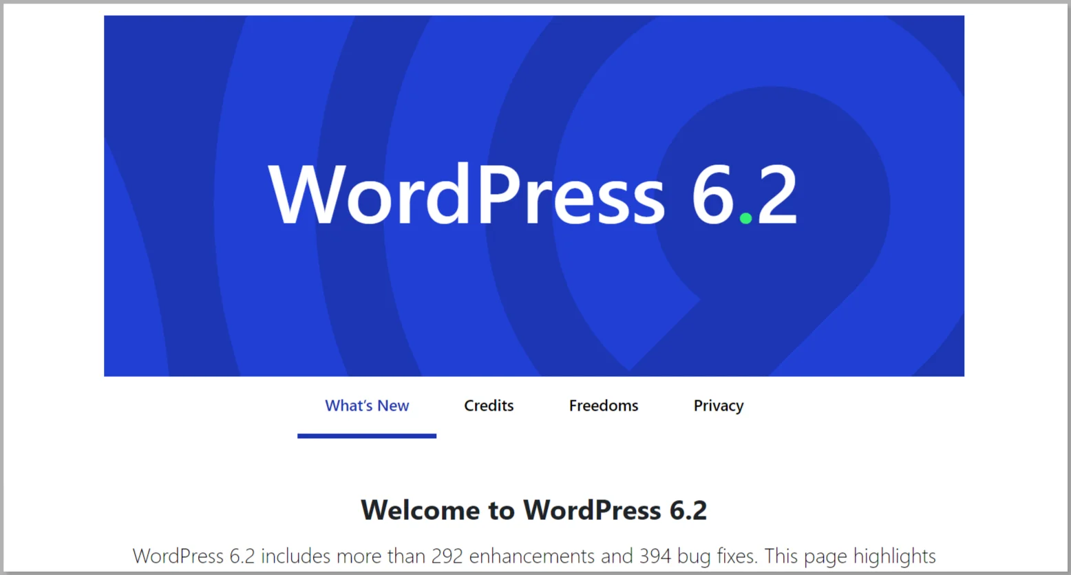 Updated WordPress version