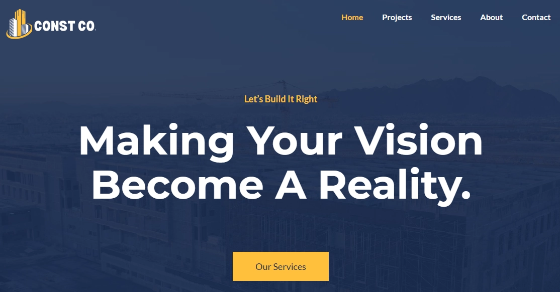 Construction company WordPress website